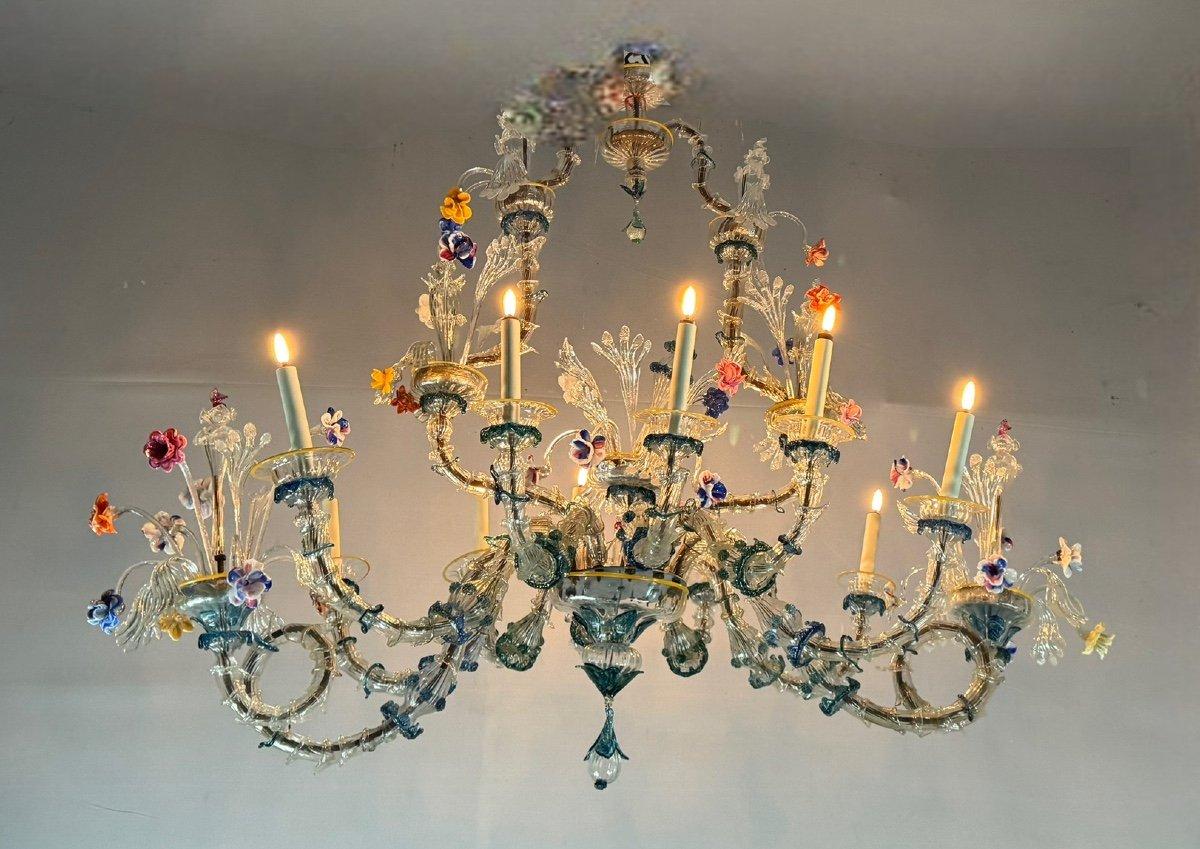 Lustre Rezzonico Gondole En Verre De Murano Multicolore Vers 1900 For Sale 6