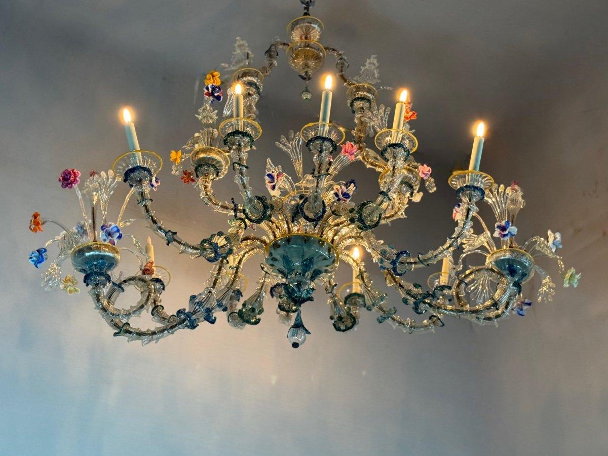 Lustre Rezzonico Gondole En Verre De Murano Multicolore Vers 1900 For Sale 7