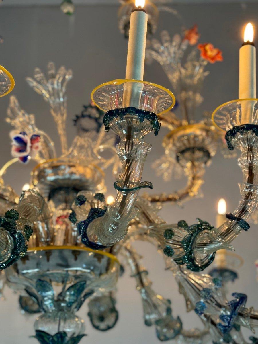Louis XVI Lustre Rezzonico Gondole En Verre De Murano Multicolore Vers 1900 For Sale