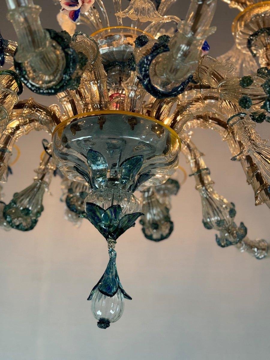 Italian Lustre Rezzonico Gondole En Verre De Murano Multicolore Vers 1900 For Sale