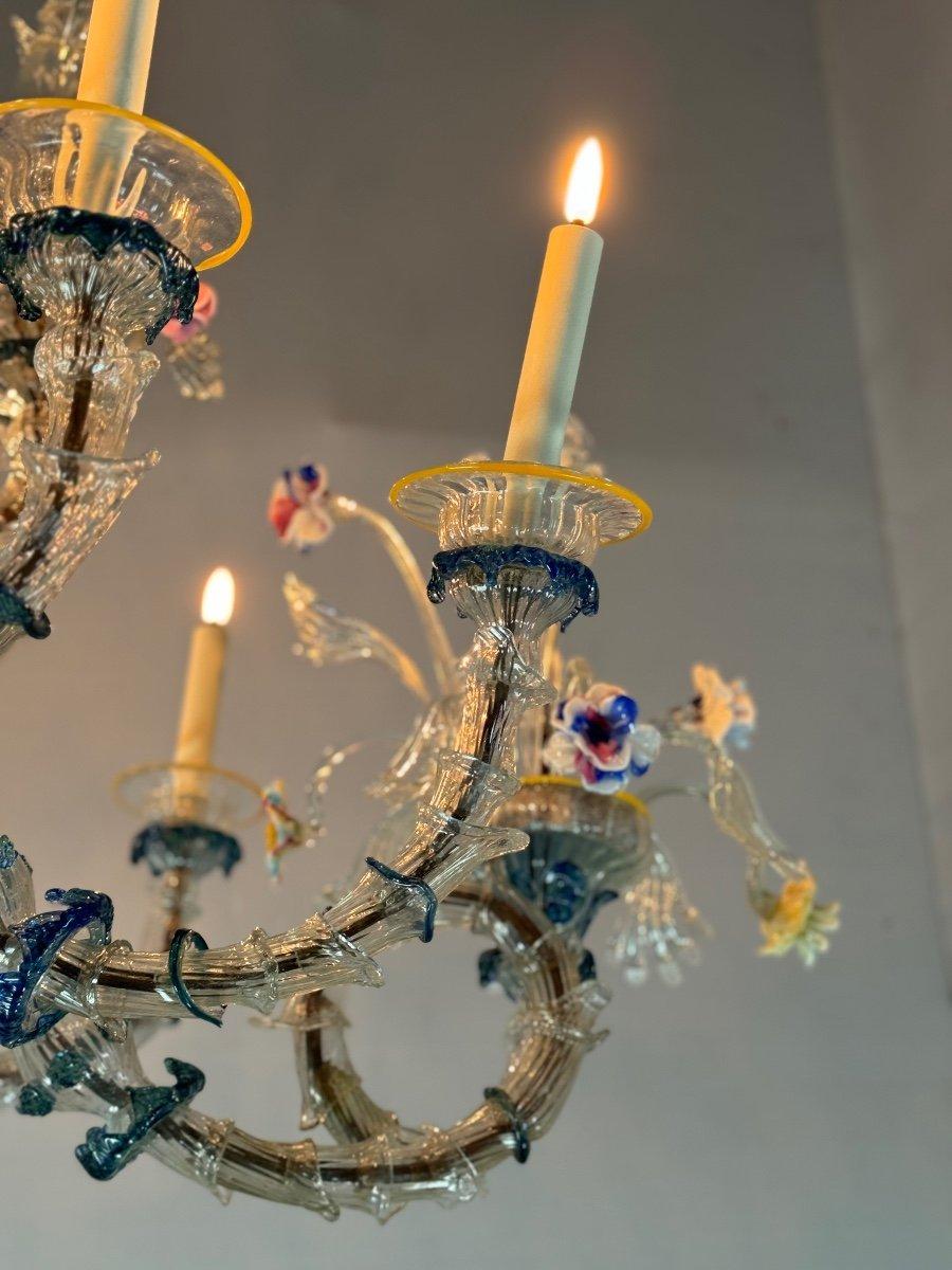 Lustre Rezzonico Gondole En Verre De Murano Multicolore Vers 1900 In Good Condition For Sale In Honnelles, WHT
