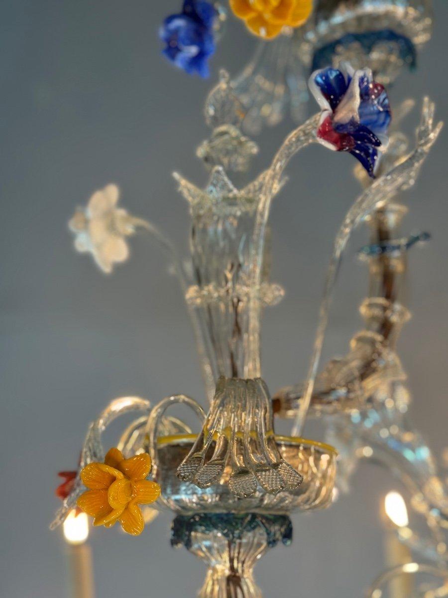 Metal Lustre Rezzonico Gondole En Verre De Murano Multicolore Vers 1900 For Sale