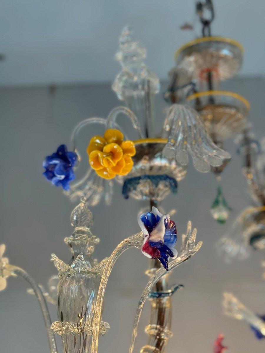 Lustre Rezzonico Gondole En Verre De Murano Multicolore Vers 1900 For Sale 1