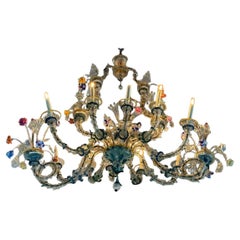 Gondole en verre de Murano lustré Rezzonico multicolore vers 1900