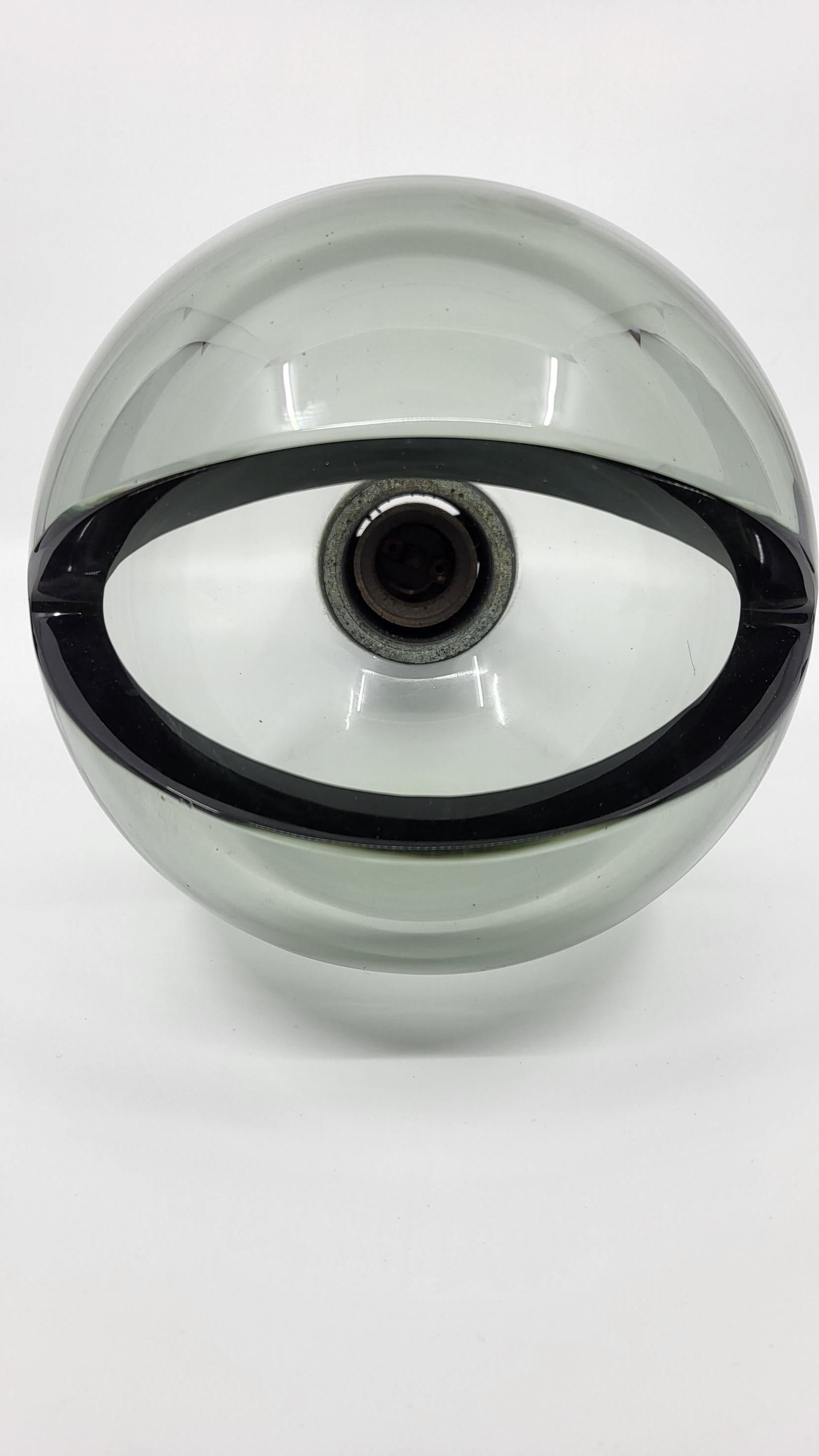 Lustre suspension, chromé et verre fumé Eye Ball design space Age Italie 1970 In Good Condition For Sale In AIX-LES-BAINS, FR