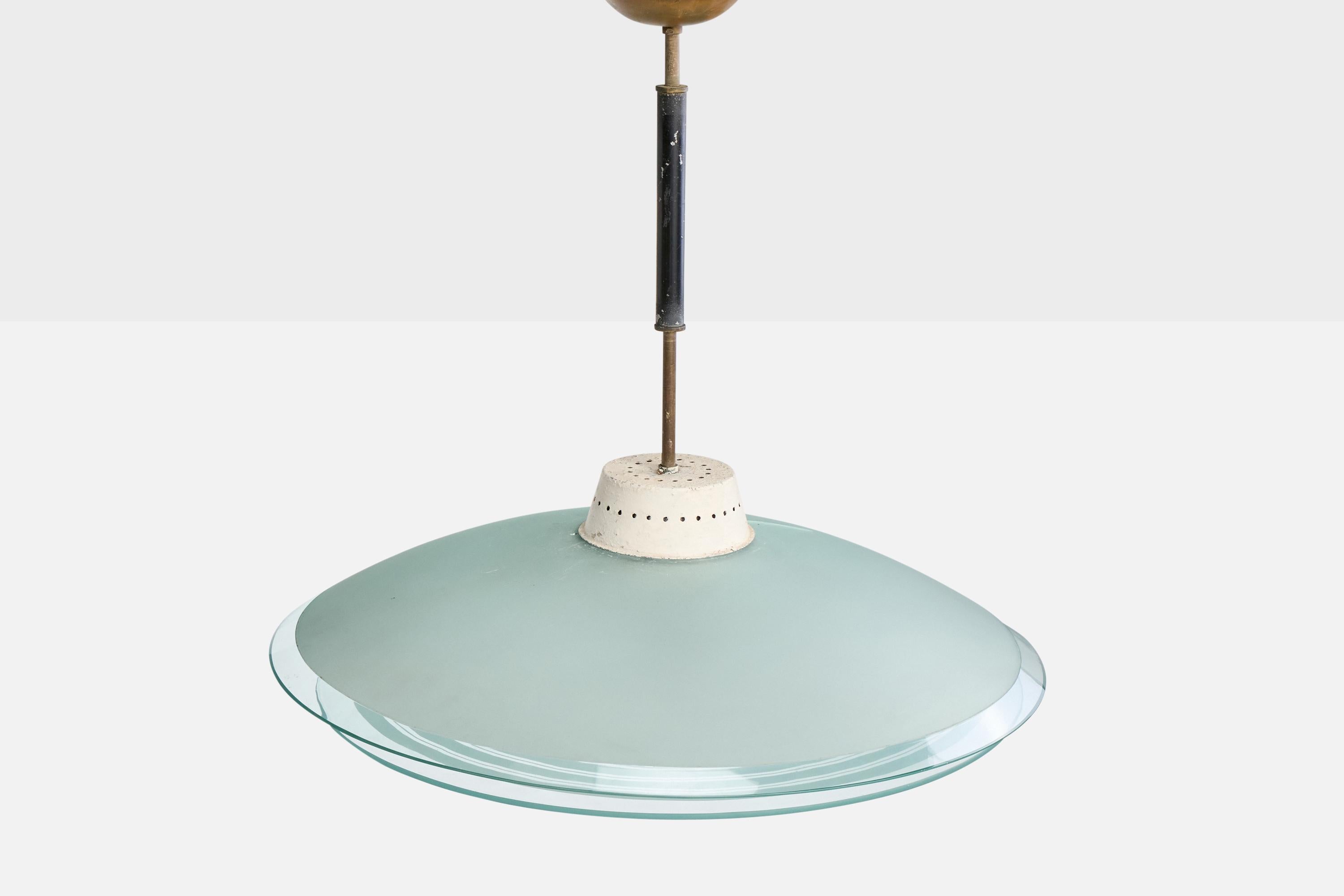 Lustres Pelotas, Pendelleuchte, Messing, Metall, Glas, Brasilien, 1960er Jahre im Zustand „Relativ gut“ im Angebot in High Point, NC