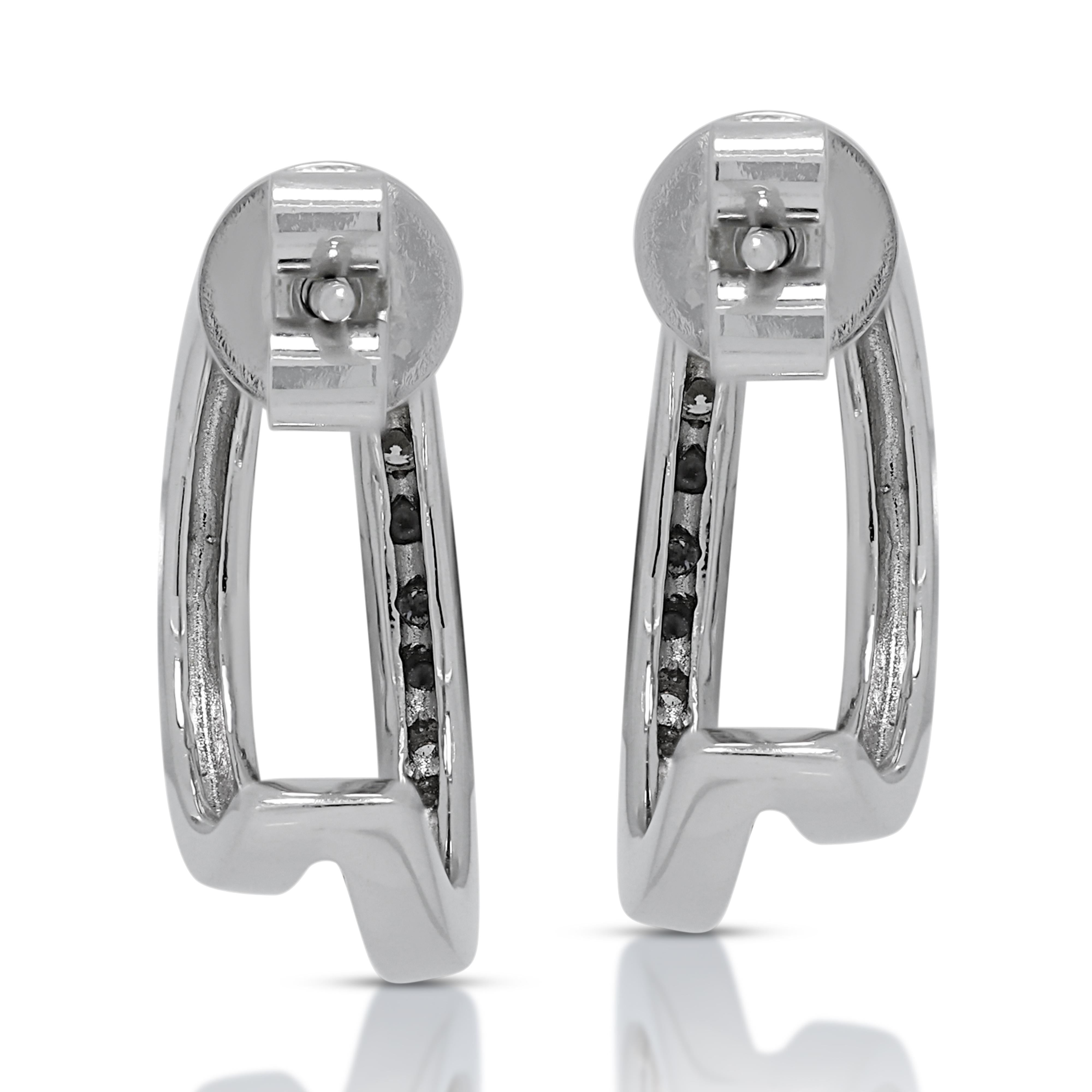 Lustrous 0.12ct Diamonds Hoop Earrings in 18K White Gold 1