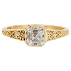 Bague en or jaune 18k avec pavé de diamants de 1,04ct - Certifiée GIA