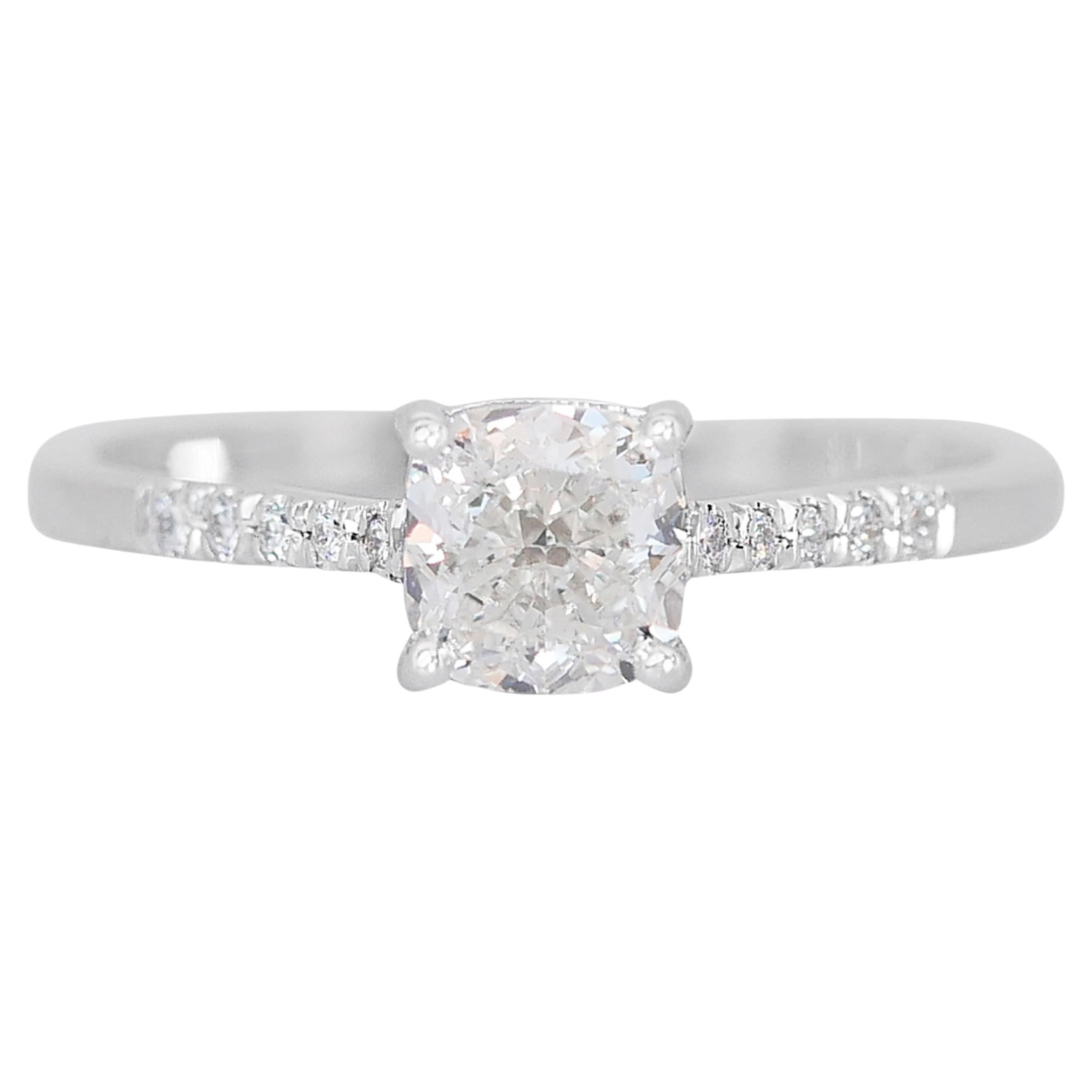 Lustrous 1.04ct Diamonds Pave Ring in 14k White Gold - IGI Certified