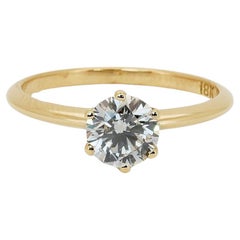 Leuchtend 1,07 Karat Diamant Solitär-Ring aus 18 Karat Gelbgold - GIA zertifiziert