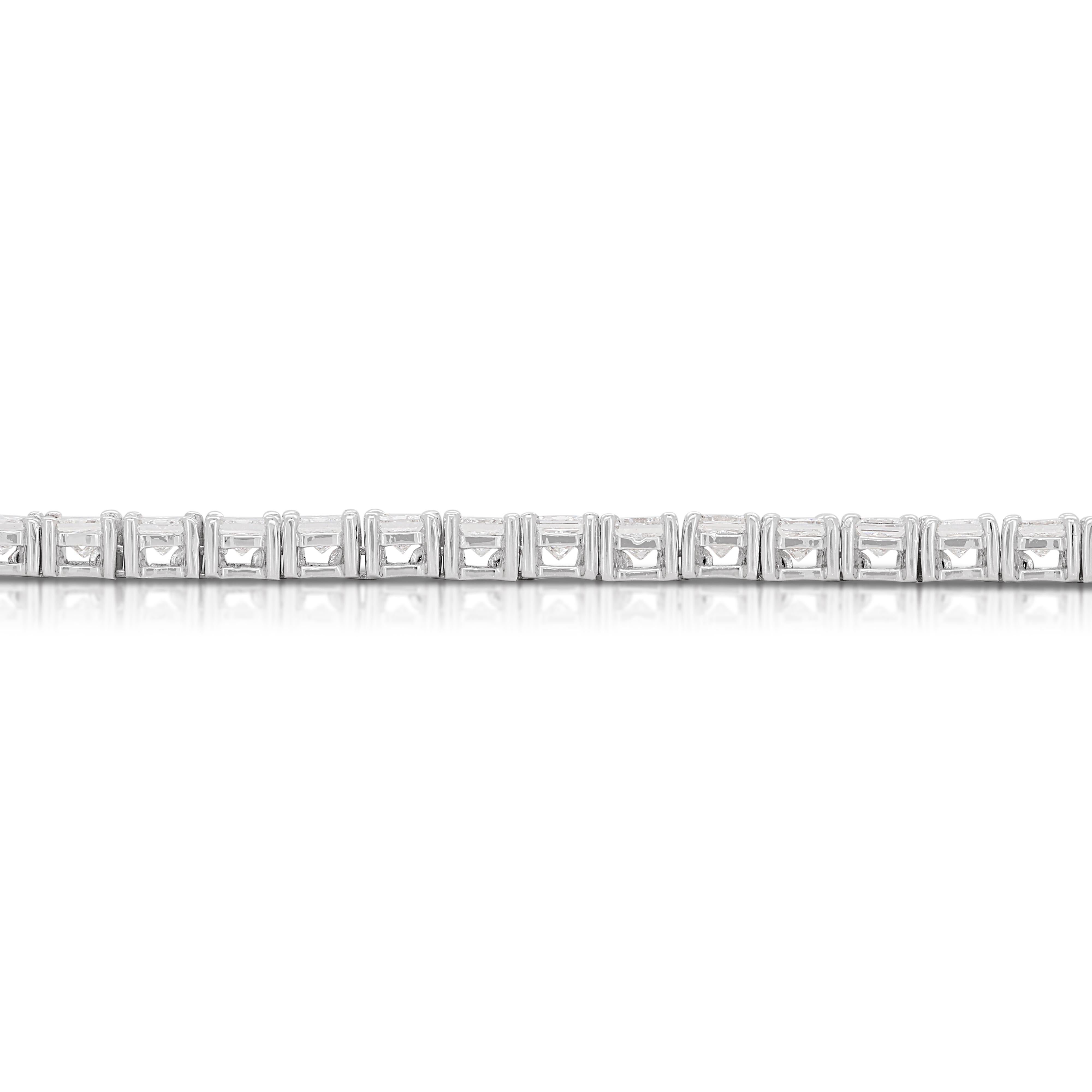 Princess Cut Lustrous 1.20ct Diamond Tennis Bracelet in 18K White Gold For Sale