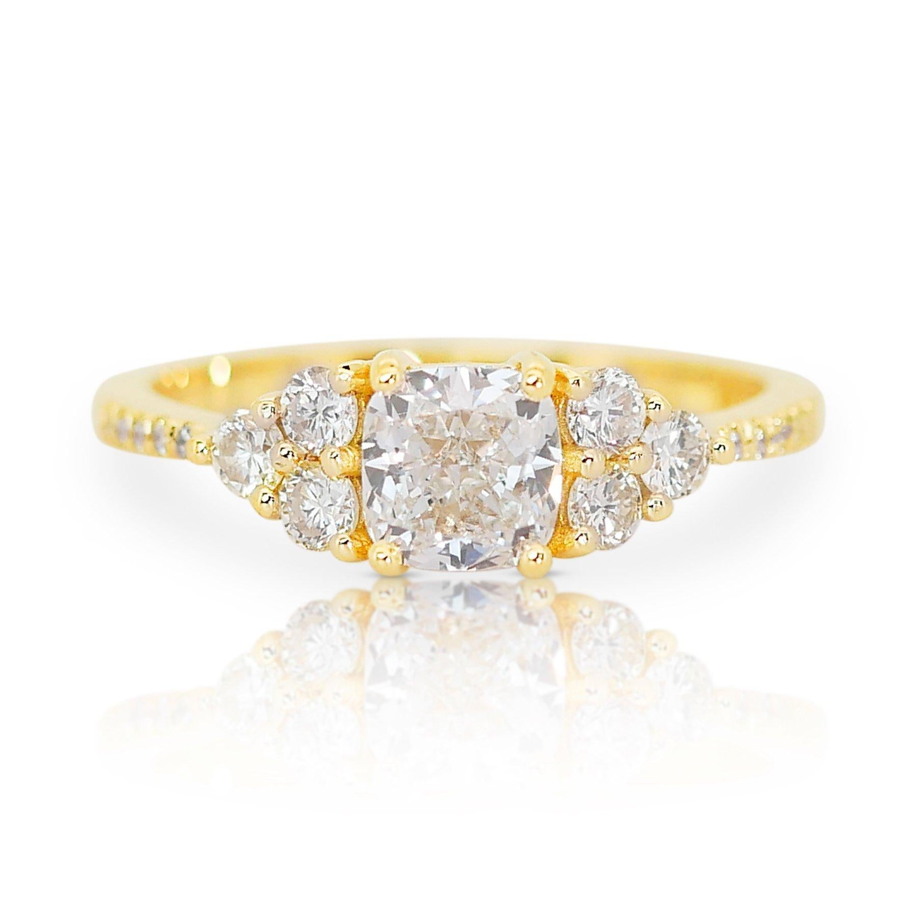 Lustrous 1.32ct Diamond Pave Ring in 18k Yellow Gold - GIA Certified 3
