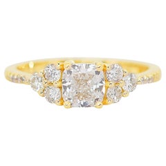Lustrous 1.32ct Diamond Pave Ring in 18k Yellow Gold - GIA Certified