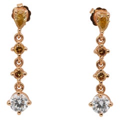 Lustrous 1.52ct Diamonds Fancy-Colored Drop Earrings in 18k Yellow Gold - IGI