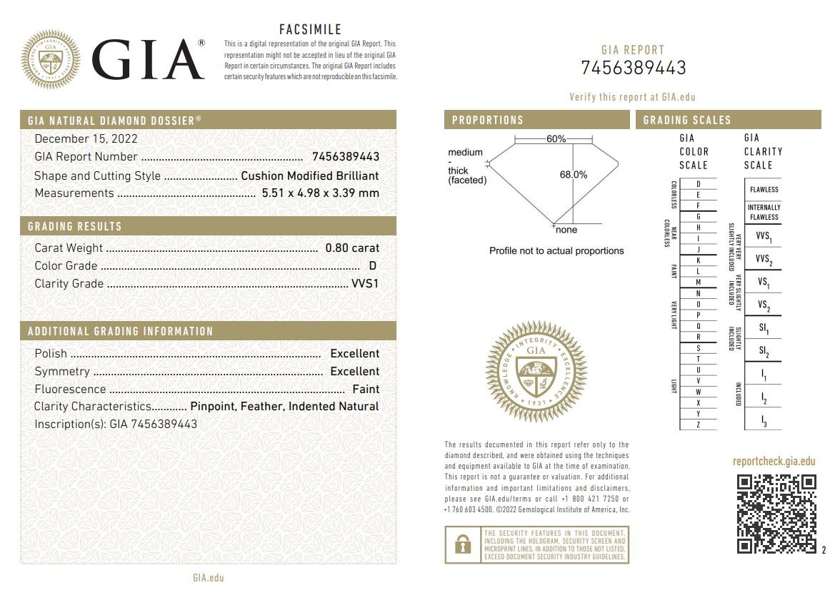 Clous d'oreilles en or blanc 18 carats avec diamants de 1,60 carat certifiés GIA en vente 4