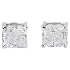 Clous d'oreilles en or blanc 18 carats avec diamants de 1,60 carat certifiés GIA