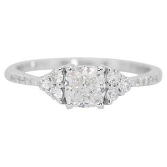 Lussuoso anello con pavé di diamanti naturali in oro bianco 18k con 1,00 ct - certificato IGI
