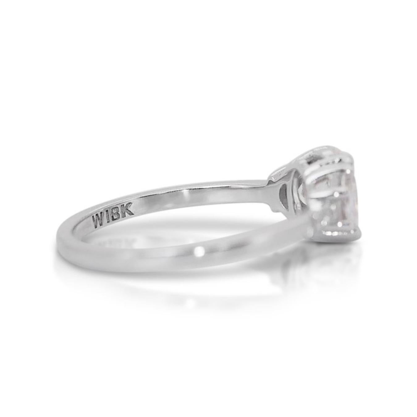 Women's Lustrous 18k White Gold Natural Diamond Pave Ring w/1.04 ct - GIA Certified For Sale