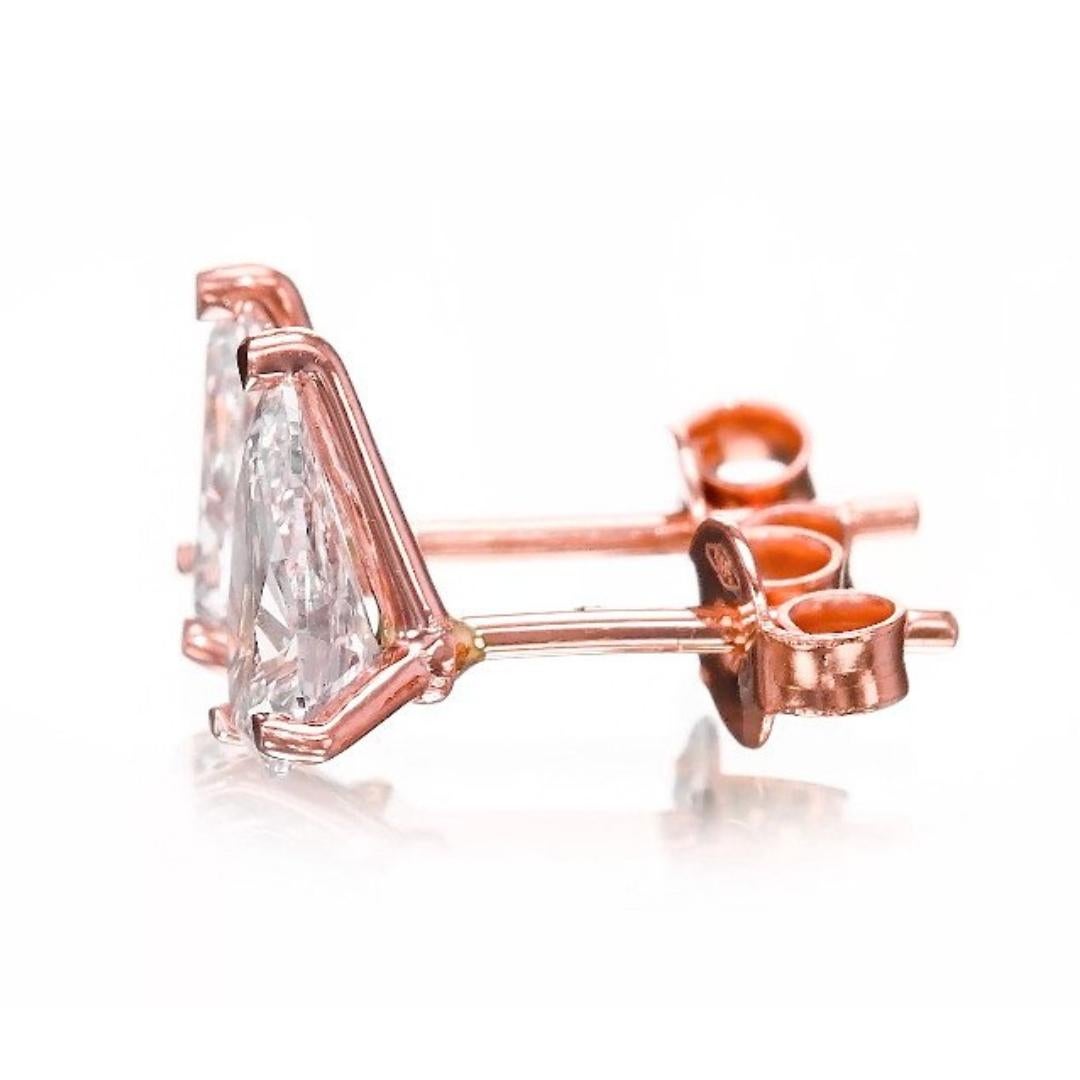 Pear Cut Lustrous 2.03ct Diamond Stud Earrings in 18k Rose Gold - GIA Certified