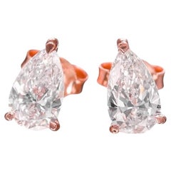 Clous d'oreilles en or rose 18 carats avec diamants de 2,03 carats certifiés GIA