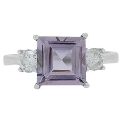 Lustrous 2.284ct Amethyst Ring with Diamonds in 18K White Gold