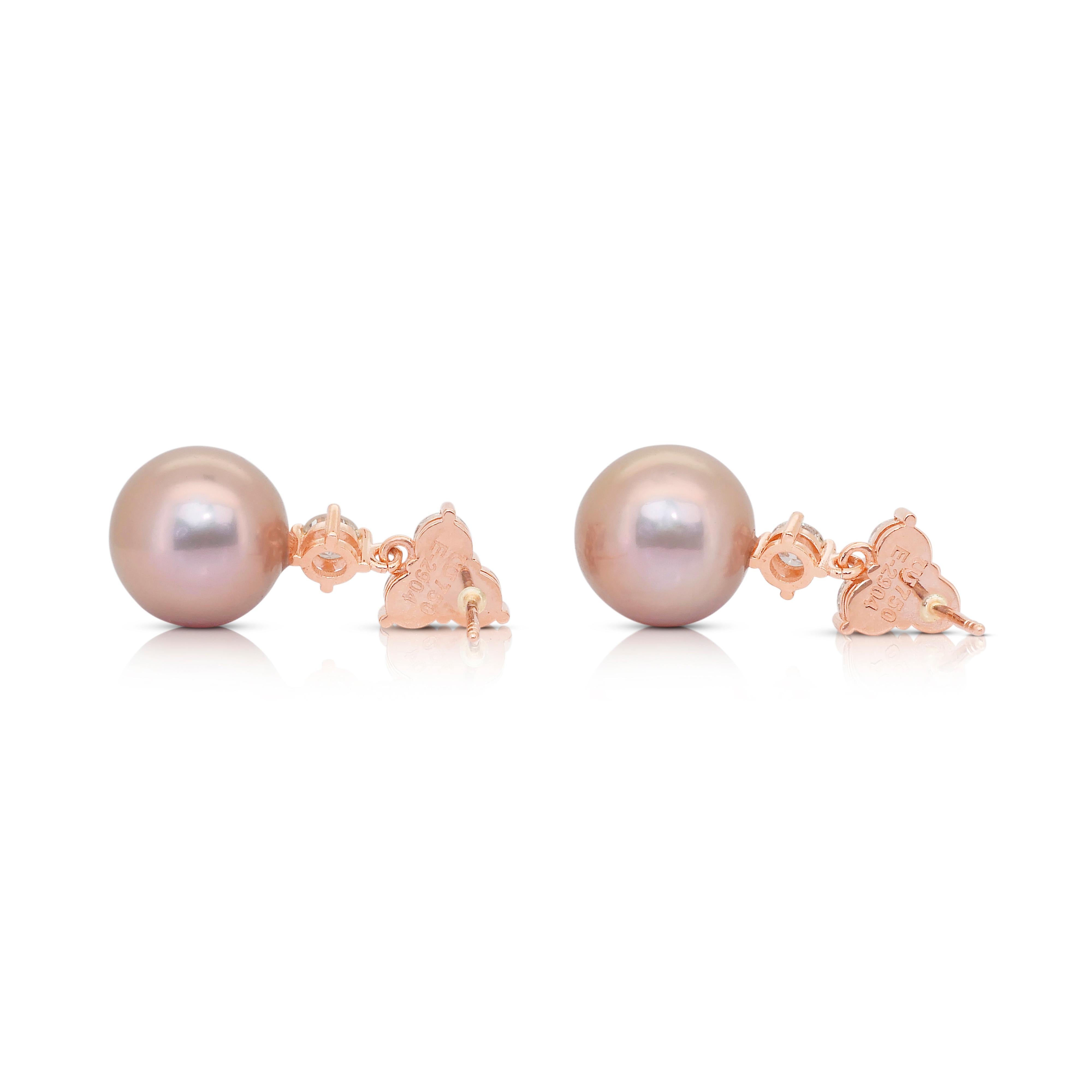 Pendants d'oreilles en diamants et perles de culture d'eau douce de 25.36ct en vente 4