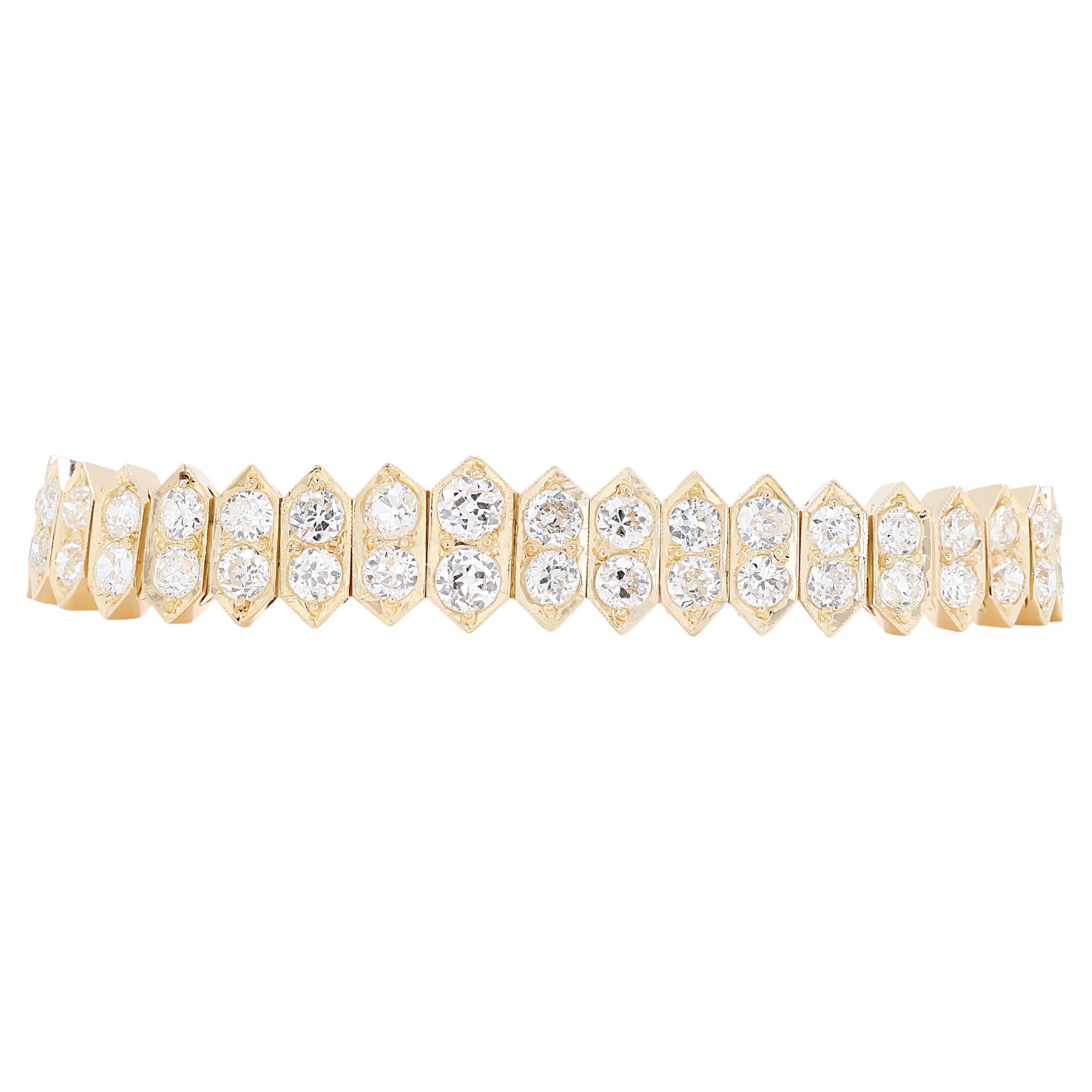 Bracelet en or jaune 14 carats avec diamants lustrés de 2,70 carats