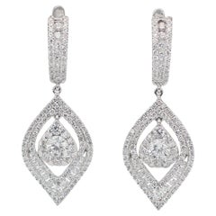 Lustrous 2.78ct Diamonds Dangling Earrings in 14k White Gold - IGI Certified