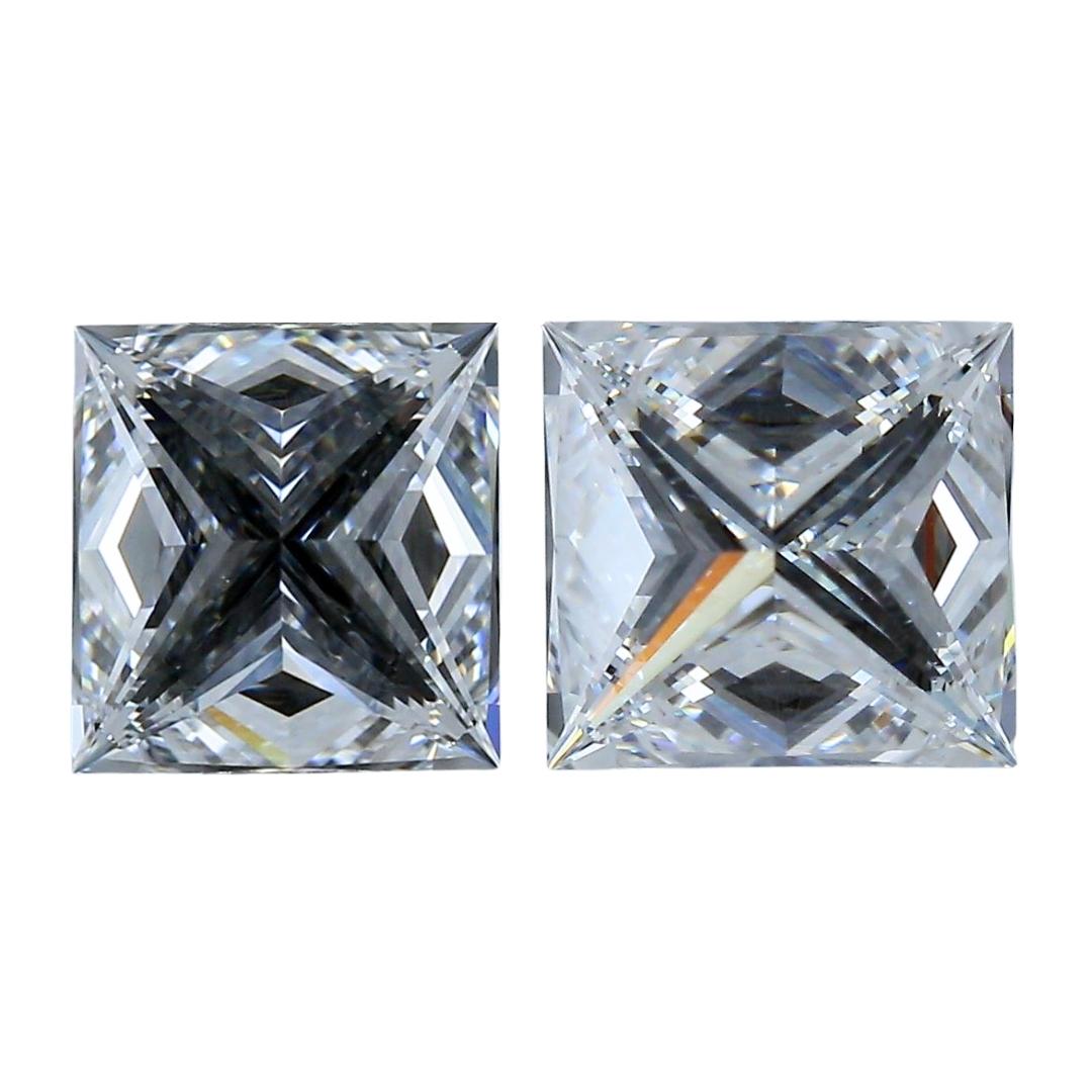 Lustrous 2pcs Ideal Cut Natural Diamonds w/1.80 Carat - GIA Certified For Sale 1