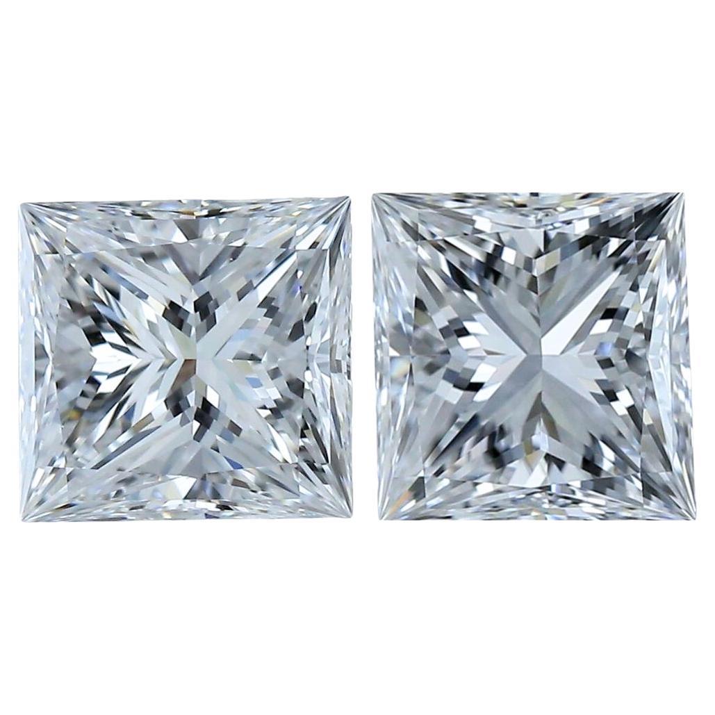 Lustrous 2pcs Ideal Cut Natural Diamonds w/1.80 Carat - GIA Certified