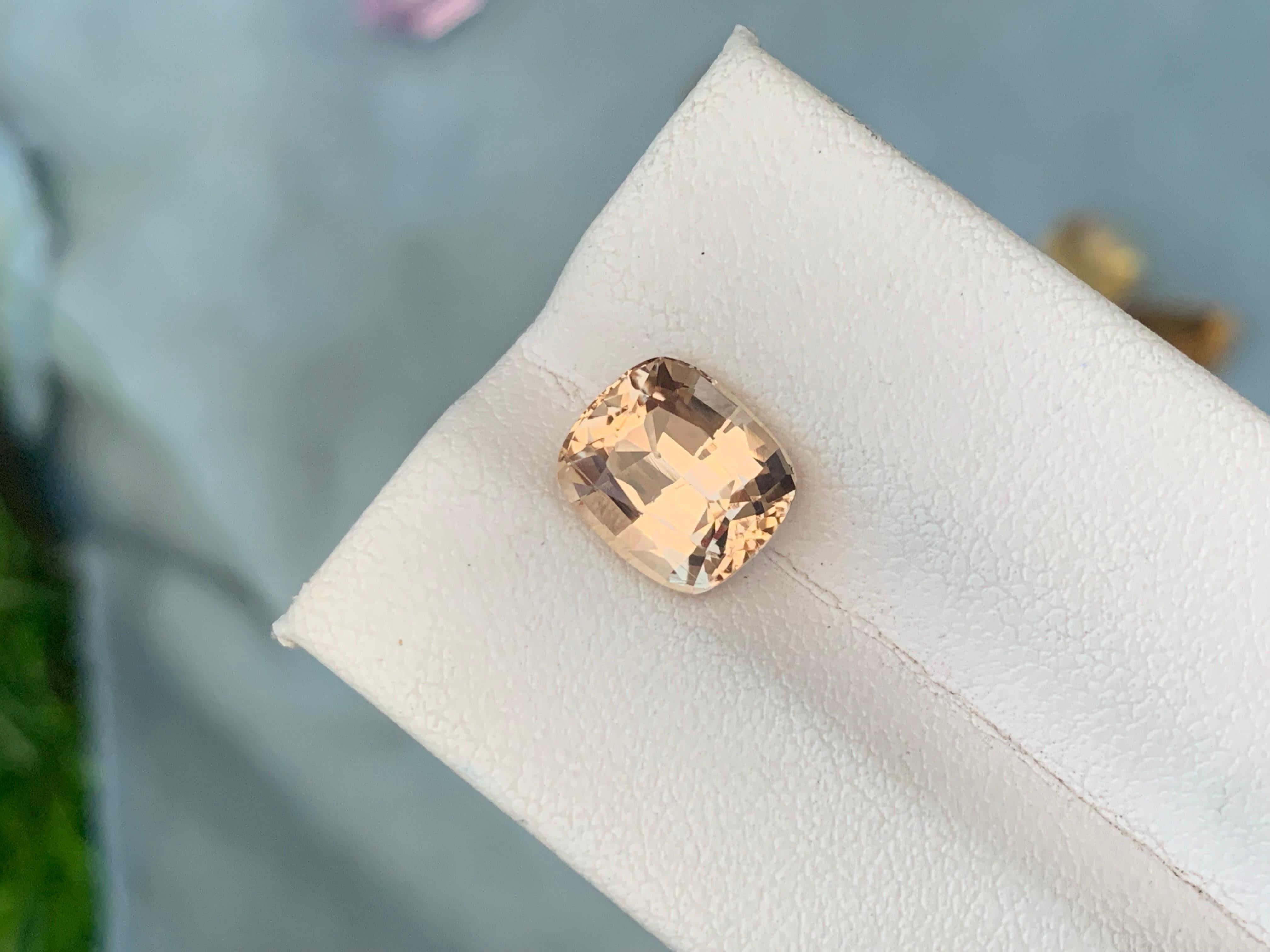 Lustrous 4.0 Carat Natural Loose Imperial Topaz from Katlang Mine Cushion Cut For Sale 7