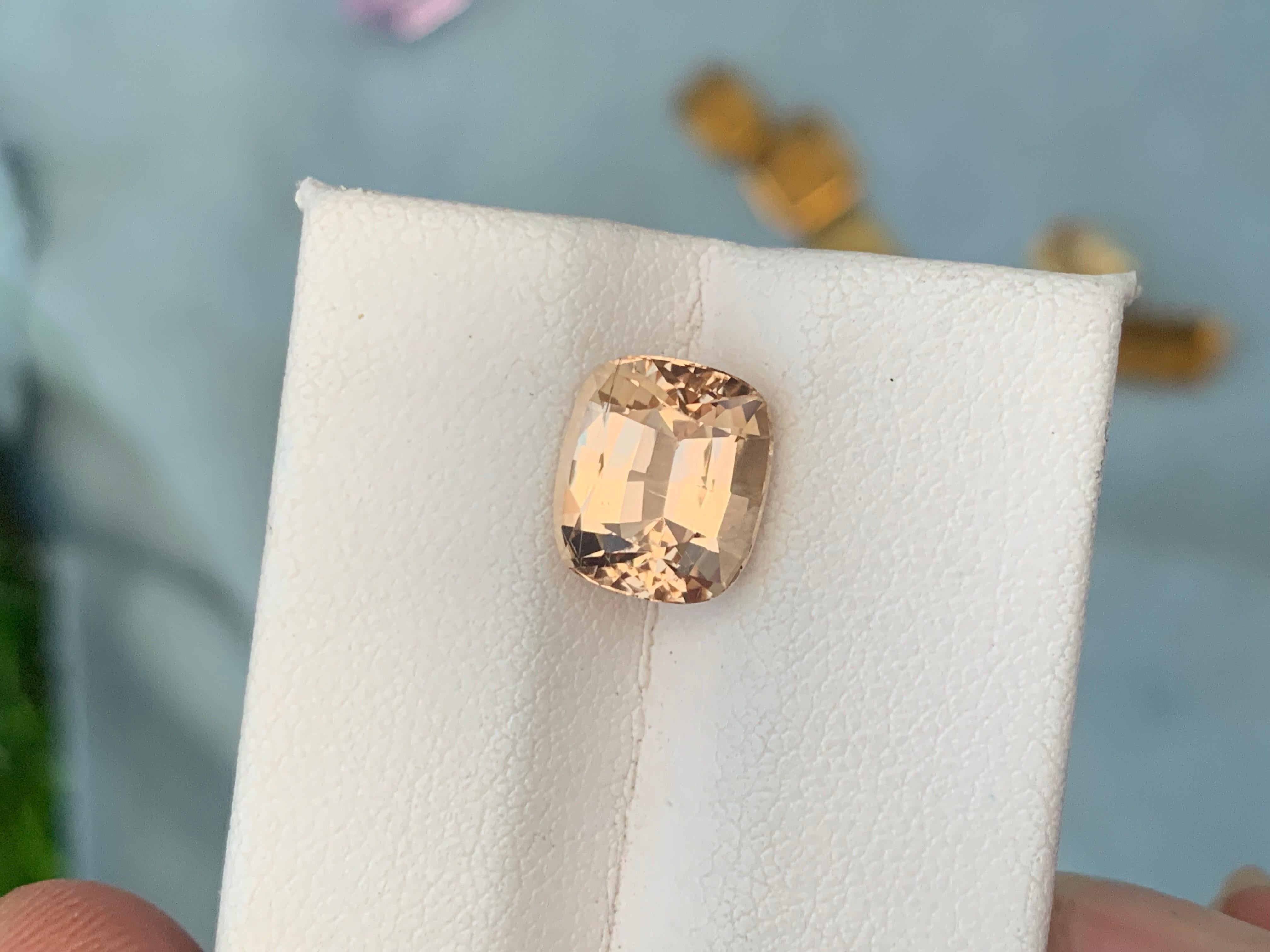 Lustrous 4.0 Carat Natural Loose Imperial Topaz from Katlang Mine Cushion Cut For Sale 9