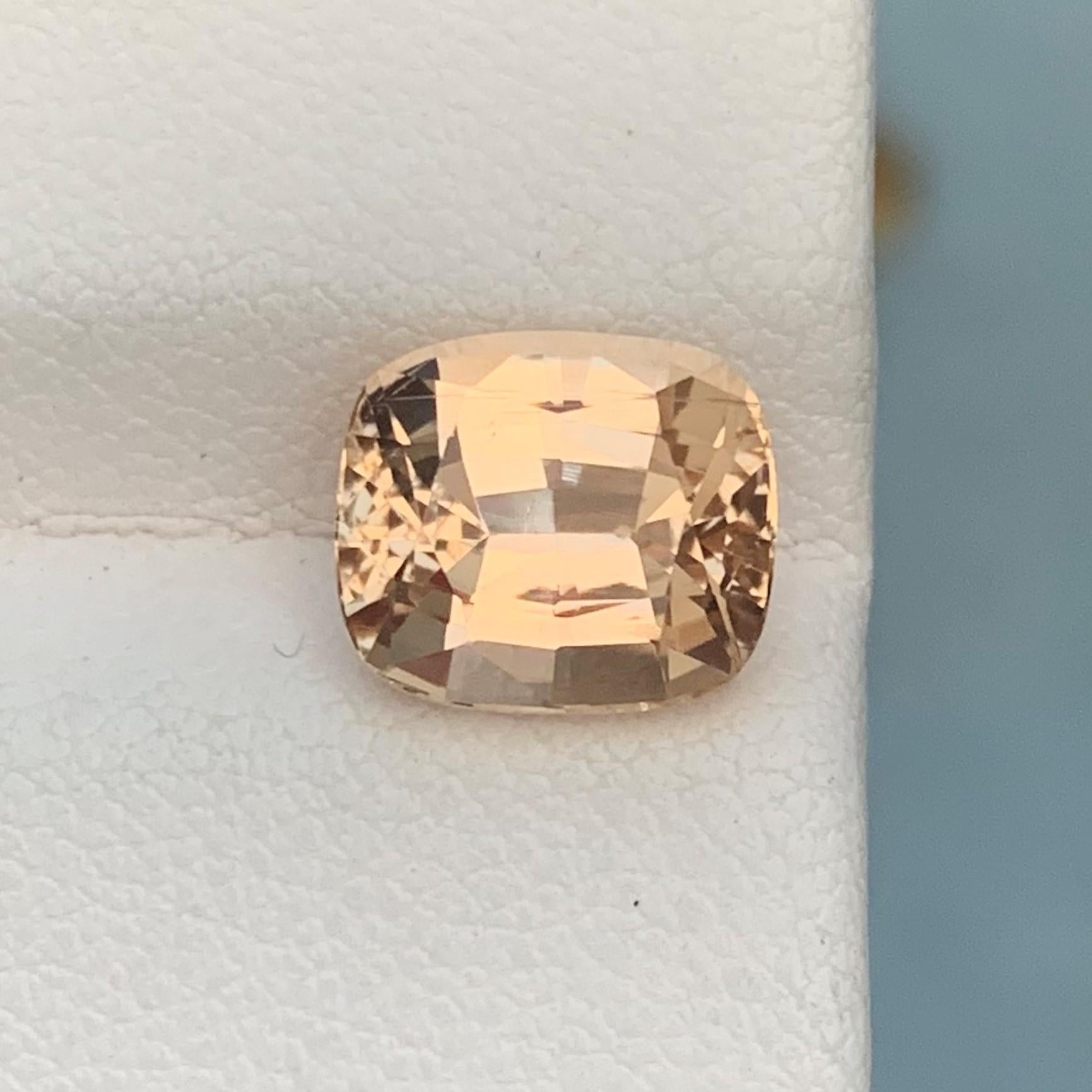 Faceted Imperial Topaz
Weight: 4.0 Carats
Dimension: 9.8x8.5x6 Mm
Origin: Katlang Pakistan
Shape: Cushion
Color; Peach Imperial
Treatment: Non
Certificate: Available
Imperial Topaz encourages healthy boundaries and helps us be attracted to the