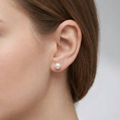 Boucles d'oreilles en or jaune 18 carats avec perles d'Akoya de 7 mm de diamètre