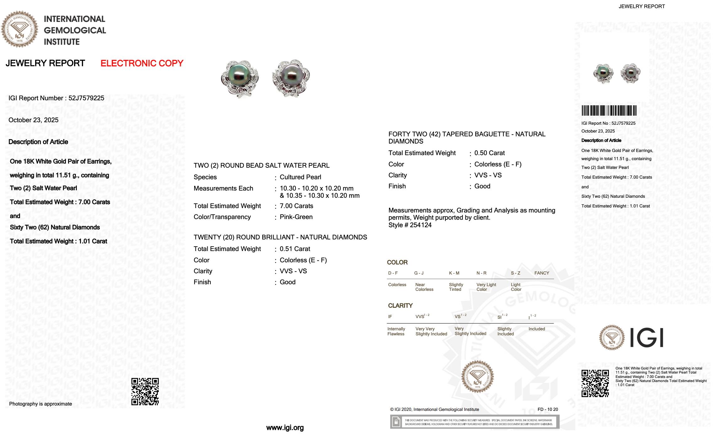 Donna Lussuosi orecchini con perle di coltura di Tahiti e diamanti da 8,01 carati in oro bianco 18 carati in vendita