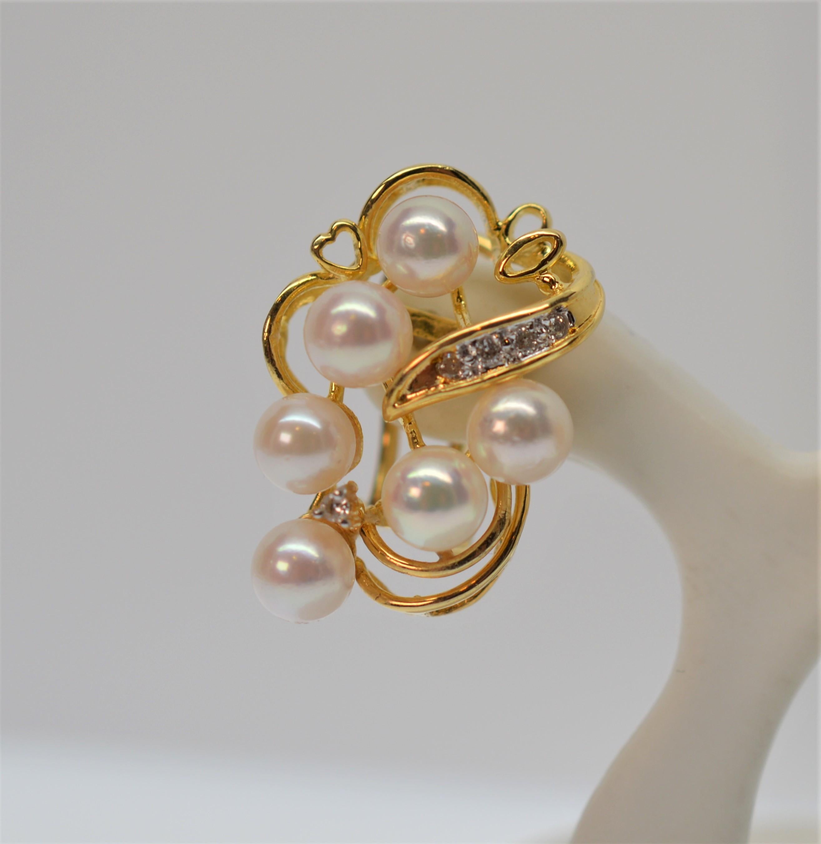 Lustrous Akoya Pearl & Diamond 14K Gold Earrings 1