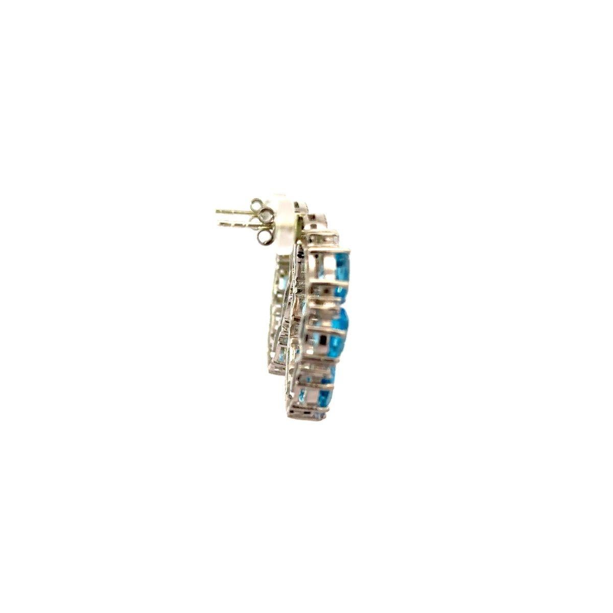 Modernista Orecchino a cerchio aperto in argento sterling con topazio blu e zircone, regalo per lei in vendita