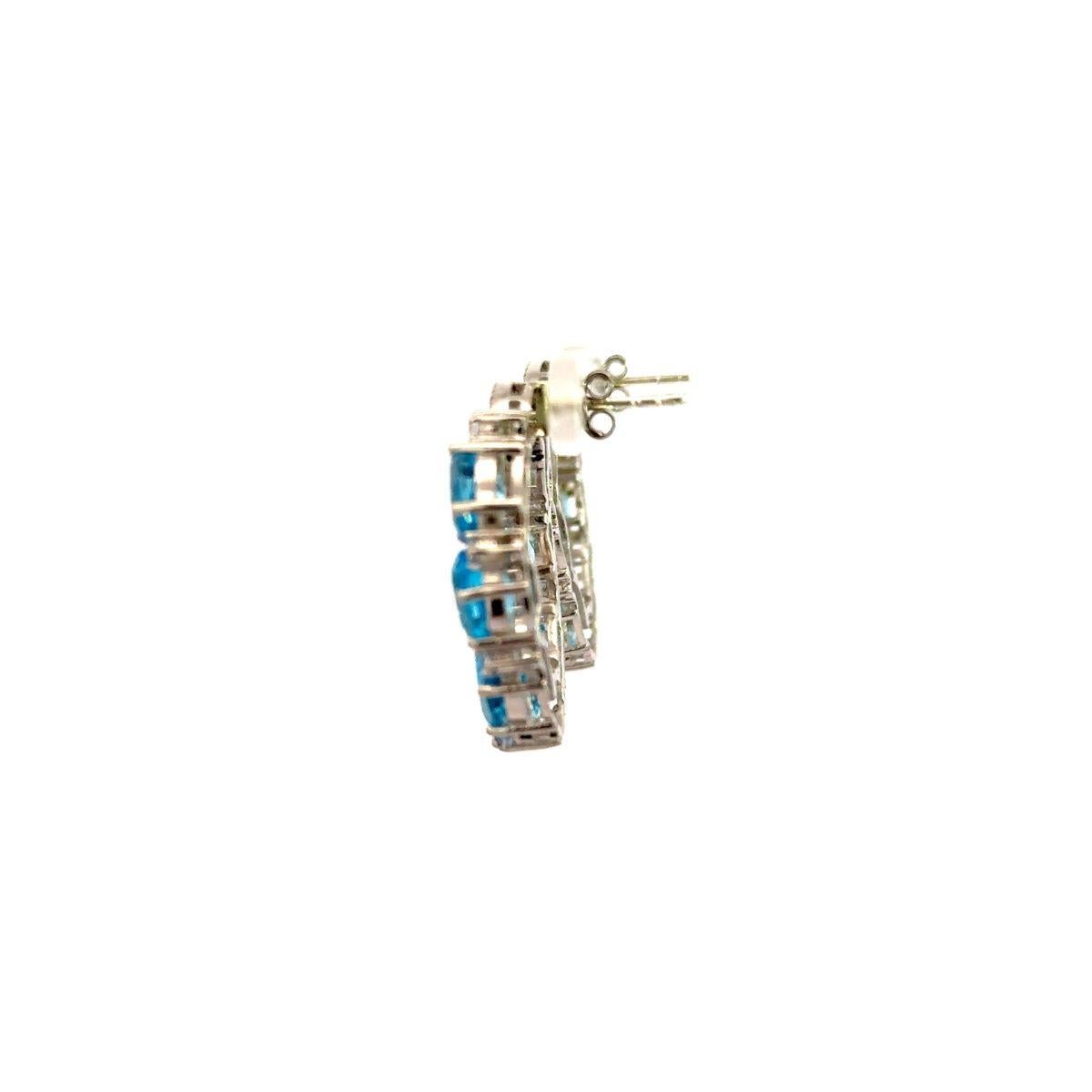 Orecchino a cerchio aperto in argento sterling con topazio blu e zircone, regalo per lei in vendita 2