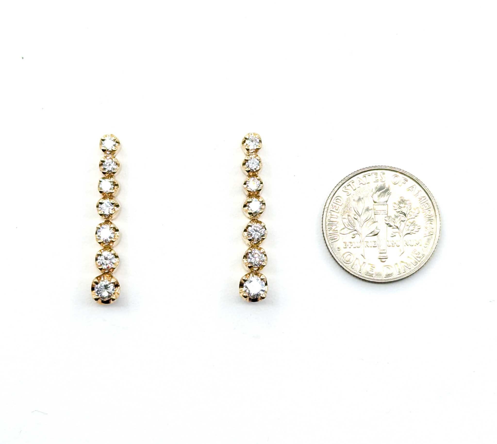 Lustrous Diamond Dangle Earrings in 14k Yellow Gold 1