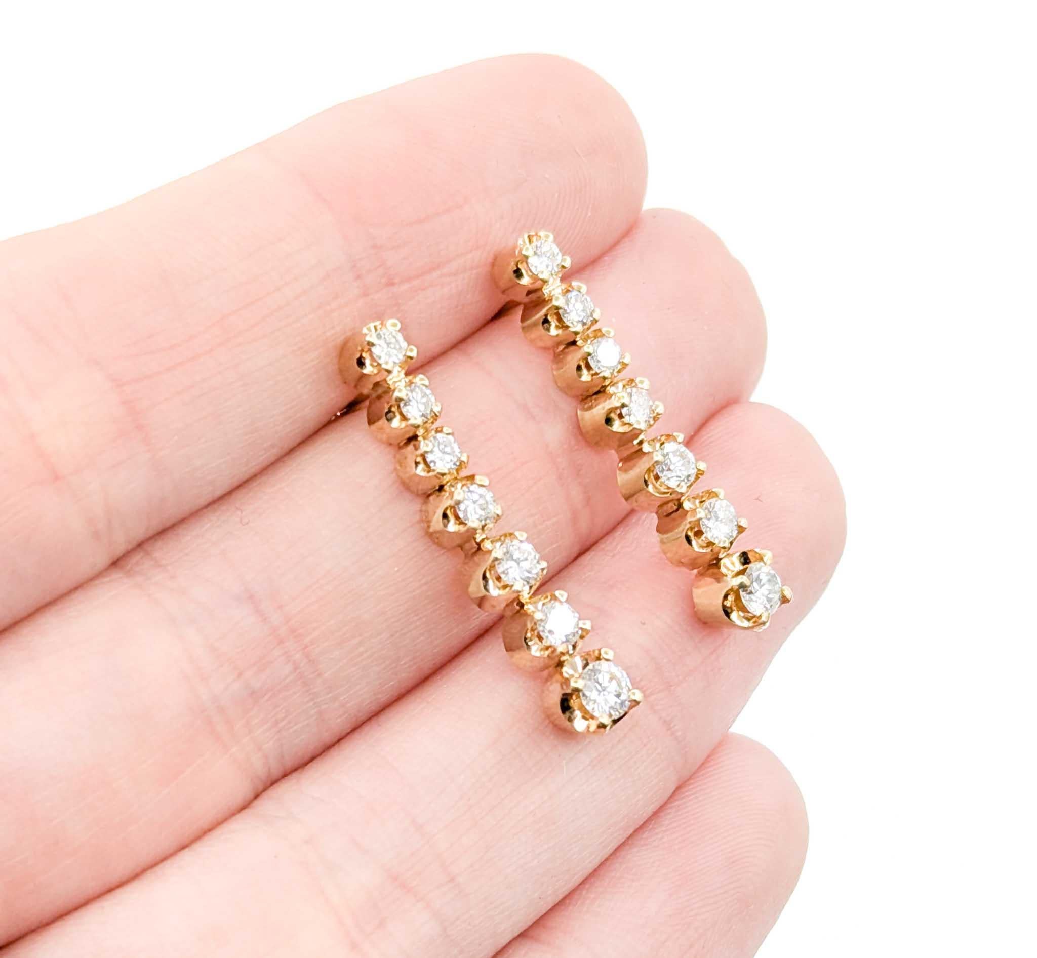 Lustrous Diamond Dangle Earrings in 14k Yellow Gold 2