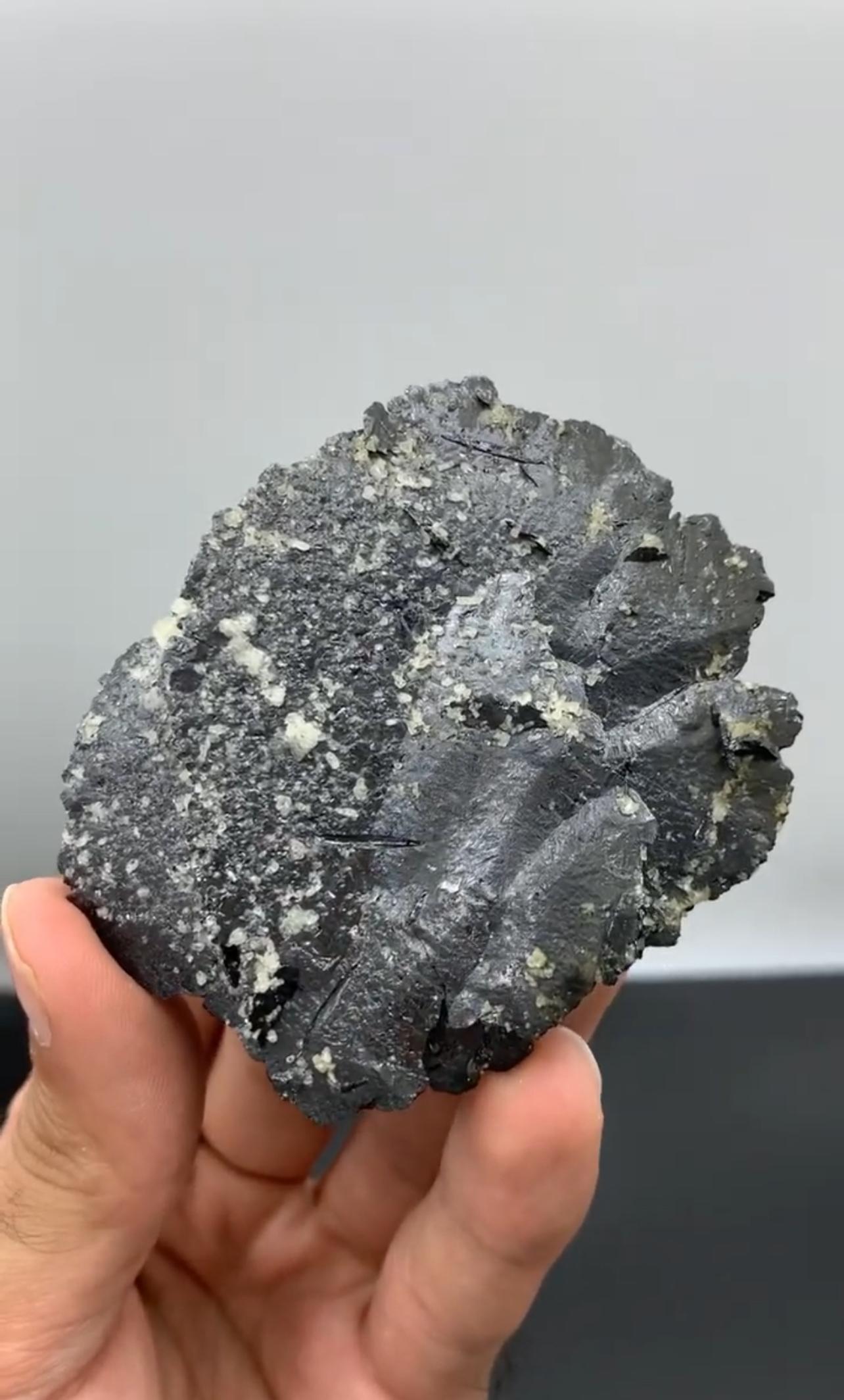 Contemporary Lustrous Fine Hematite Crystal With Contrasting White Albite From Pakistan For Sale