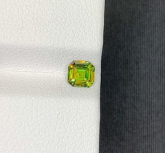 Lustrous Green Chrome Sphene Gemstone: Asscher Cut Titanite, 0.55 CT