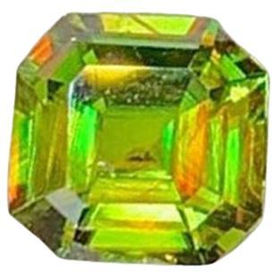 Lustrous Green Chrome Sphene Gemstone: Asscher Cut Titanite, 0.55 CT For Sale