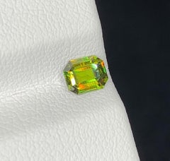 Lustrous Green Chrome Sphene Gemstone: Emerald Cut Titanite, 0.50 CTs