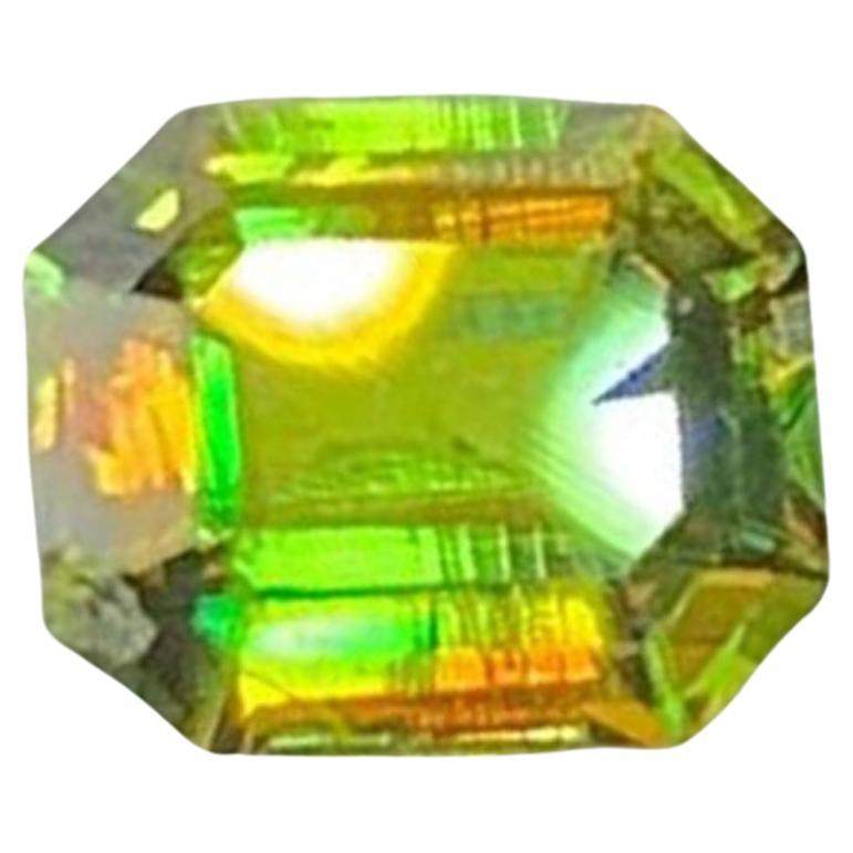 Lustrous Green Chrome Sphene Gemstone: Emerald Cut Titanite, 0.50 CTs