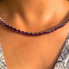 Lustrous Hand-Cut Amethyst Beaded Necklace in Bold Purple, 18-Inch Strand