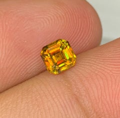 Lustrous Natural Sphene Titanite Gemstone: 0.90 Carat Yellow/Green Asscher Cut