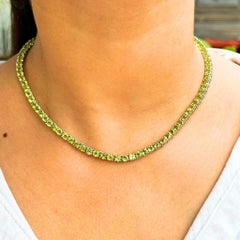 Lustrous Peridot Strand Necklace with 925 Silver Clasp, August Birthstone Gift