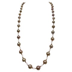 Lustrous Rare Tea Rose Freshwater Pearl Necklace N3789