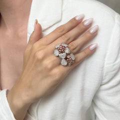 Lustroso Conjunto de Pendientes y Anillo de Rubíes y Diamantes en Oro Blanco de 14k - Certificado IGI